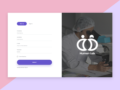 Human Lab Sign up page Design