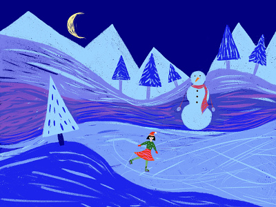 Winter design draw grafika graphicdesign handmade illustration ilustracja kid kids illustration mountain people poland snow winter