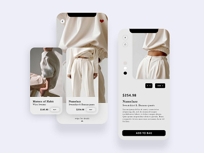 Clothing Sore App - Product Interaction app app design app ui design app ux design product page product ui product ux ui ui deisgn ui designer