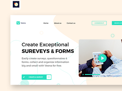 Survey website ui ux design - veena above the fold design