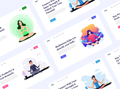 Medi - Landing page for a fitness and well being app adobe xd app blue clean design fitness green illustration purple ui uiux ux web website wellbeing wellness