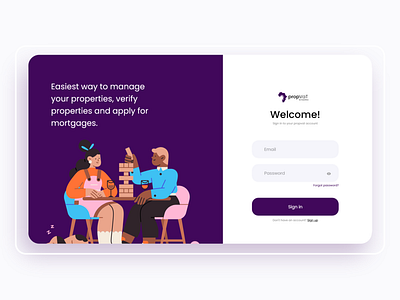 PropVat Login Screen design