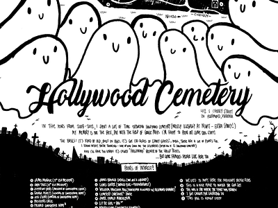 Hollywood Cemetery Zine Map cemetery digitalillustration hollywood map photoshop procreate rva zine