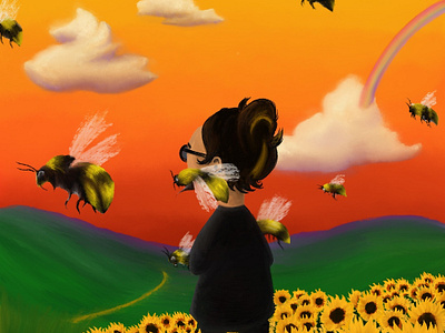 FlowerBoy album albumart bee digitalpainting flowerboy music photoshop procreate rainbow sunflower