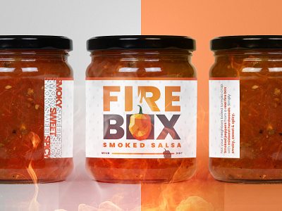 Fire Box Product Label logo product label salsa typography