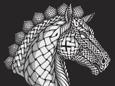 Celtic War Horse black white celtic knot horse illustration
