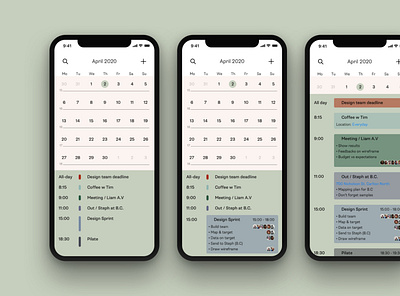 Calendar - Calendar mobile app - Personal work app calendar design phone ui ux