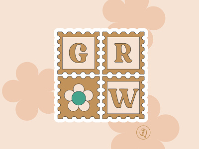 Grow Art Print art print flower stamp flowers grow art print grow strong growth indiana indianapolis indy midwest midwest design stamp stamp design stamp print typography