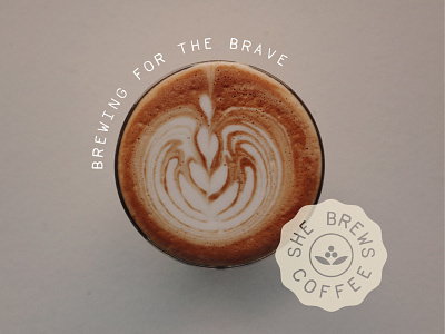 She Brews Coffee Branding Elements army business army family branding california coffee coffee brand coffee cup coffee cup art coffee logo coffee menu coffee stamp coffee sticker coffee trailer fort irwin fort irwin california logo menu design on base business stamp trailer design