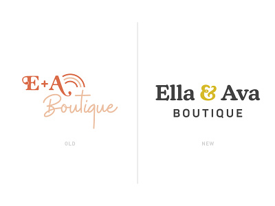 Ella & Ava Boutique Rebrand ava boutique boutique brand boutique logo branding suite childrens boutique clothing brand clothing logo ella indiana old new brand old new logo plymouth revamp revised logo womens boutique