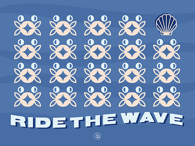 Ride the Wave Ocean Graphic blue bottom of ocean crabs grab icons groovy typography indianapolis ocean ocean pattern pattern ride the wave seashells shells water wave wave typography