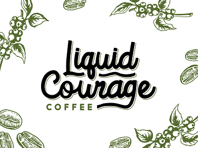 Liquid Courage Coffee Logo branding coffee coffee bean coffee bean plant coffee brand coffee logo courage liquid type logo mobile coffee type type logo typography vintage illustrations