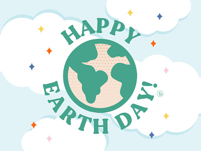 Earth Day Graphic clouds design earth earthday2022 gogreen happy earth day illustration indianapolis indy litterbug motherearth typography