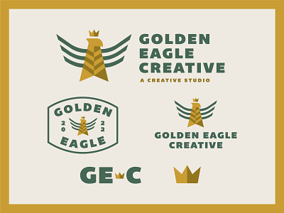 Golden Eagle Creative Logo Suite abstract icon abstract logo agency logo brand suite branding branding suite colorado creative studio logo crown crown icon crown logo denver eagle eagle logo illustration indiana indy logo logo suite video production