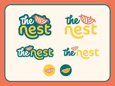 The Nest Play Cafe Logo Suite bird logo children children logo colorful brand family cafe family play indianapolis indy kids kids cafe nest nest brand nest logo play cafe playful playful logo the nest typography