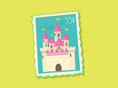 Castle Stamp Illustration bright castle colorful doodle drawing illustration indiana indianapolis indy princess procreate queen stamp stamps tiny tiny illustration vintage