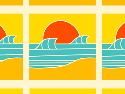 Beach Waves Vector Illustration beach colorful folly beach illustration illustrator indianapolis indy minimal retro sand sea simple south carolina sun sun rise sunset thick lines wave waves