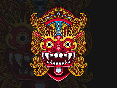 barong illustration from bali, indonesia