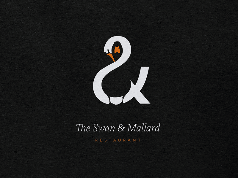 The Swan & Mallard logo restaurant negative space branding identity hidden swan mallard double meaning triple idea
