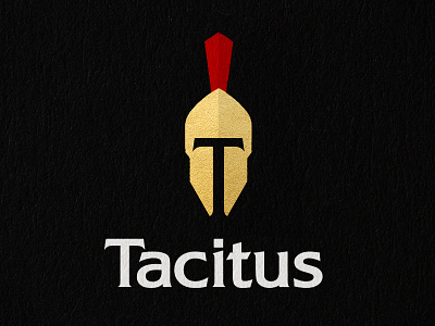 Tacitus Logo ancient clever gold helmet historic history idea logo negative roman spartan warrior