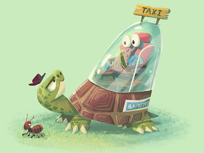 Friends-02 ant cartoon character illustration slow snail taxi tortoise
