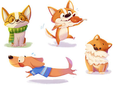 doggies animal character dog illustration