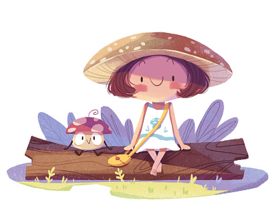 Mushroom girl character girl illustration mushroom