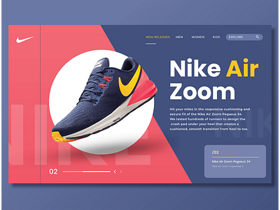 Nike Air Zoom Pegasus 34 (UX Landing Page) adobe illustrator after affects apparel logo branding client design illustration logo ui vector