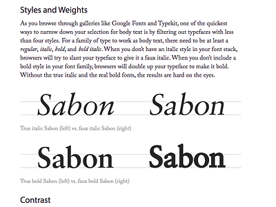 Styles & Weights typography