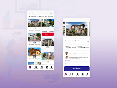 Rent property apartment app color concept home homestay property rent renting ui uidesign uiux