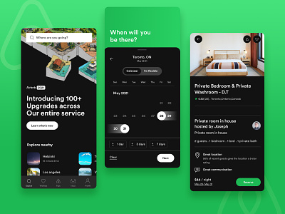 Airbnb with Spotify style airbnb app design designwich green home music rent spotify ui user inteface userinterface