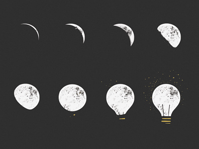 Phases of an idea drawing illustration moon phases screenprint