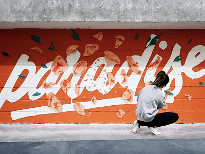 PARADISE Mural floral flowers handlettering illustration lettering mural painting paradise type typography