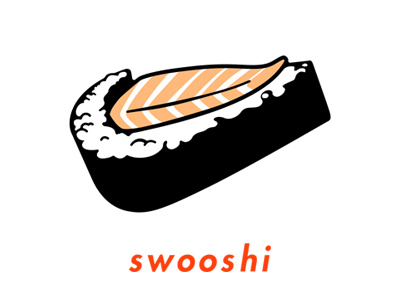 Swooshi Pin design illustration nike pin pun sashimi sushi swoosh