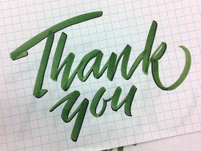 Thank You brush calligraphy lettering thank you tombow type