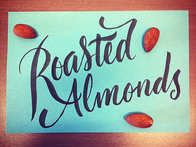 Roasted Almonds brush lettering calligraphy lettering script type