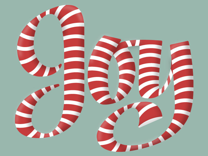 Joy Candy Cane Lettering broad nib hand lettering vector type script lettering