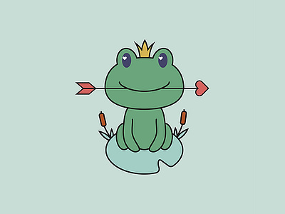 King Frog Love Character character flatdesign frog illustration