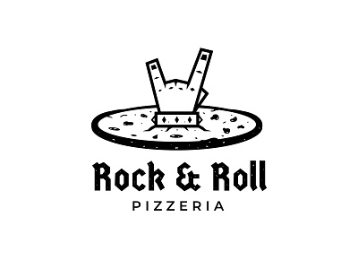 pizzeria bar black design food inspiration logo music pizza pizzeria rock rock and roll vector white