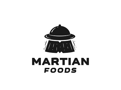Martian foods ai alien black delivery design eat food logo vector white