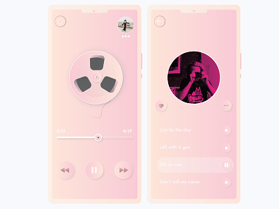 Mobile App Design Listening to [guess the name] 2020 design app app design colors concept design fun illustrator mobile mobile design mobile ui music music player ui pink social ux