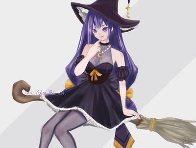 Witch anime art digital digital art illustration inktober witch witchtober