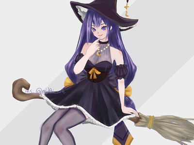 Witch anime art digital digital art illustration inktober witch witchtober