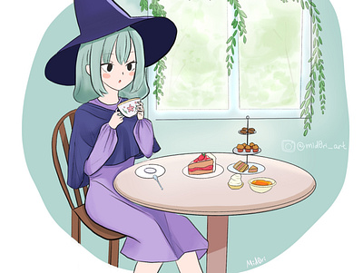 Witch Teatime anime art digital art illustration inktober tea teatime witch witchtober