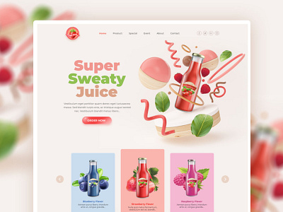 FREE PSD (Premium) - Strawberry Milk Website Theme free psd free psd web design pinky sweet web design