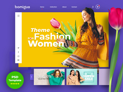 FREE PSD (Premium) - Bomique Boutique Theme - Website Template e commerce design freebies online store website website design