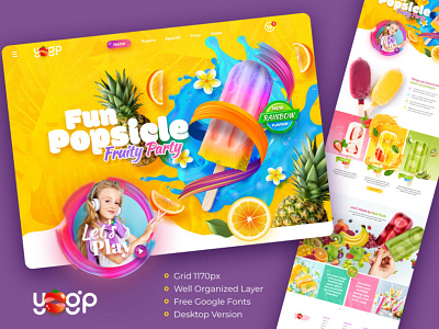 FREE PSD (Premium) - Ice Cream Fun Theme Website e commerce design free psd mockup website design