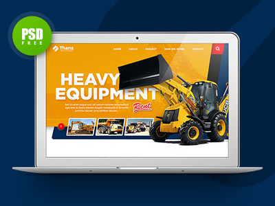 Free mockup PSD - Corporate Theme Website Design constuction company corporate theme heavy equipment mining company oil company