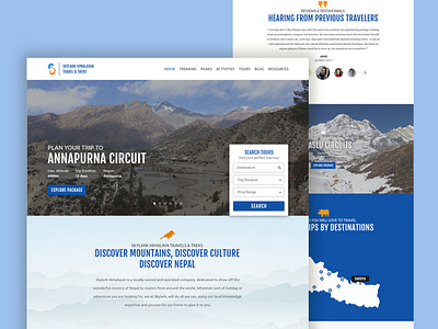 Website for Travel Agency (Skylark Himalayan) adventure hiking mountains nepal tourism travel trekking uidesign website