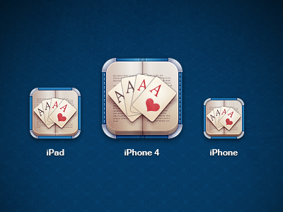 Poker Books iOs icon app application blue button design icon icons ios ipad iphone poker screen splash